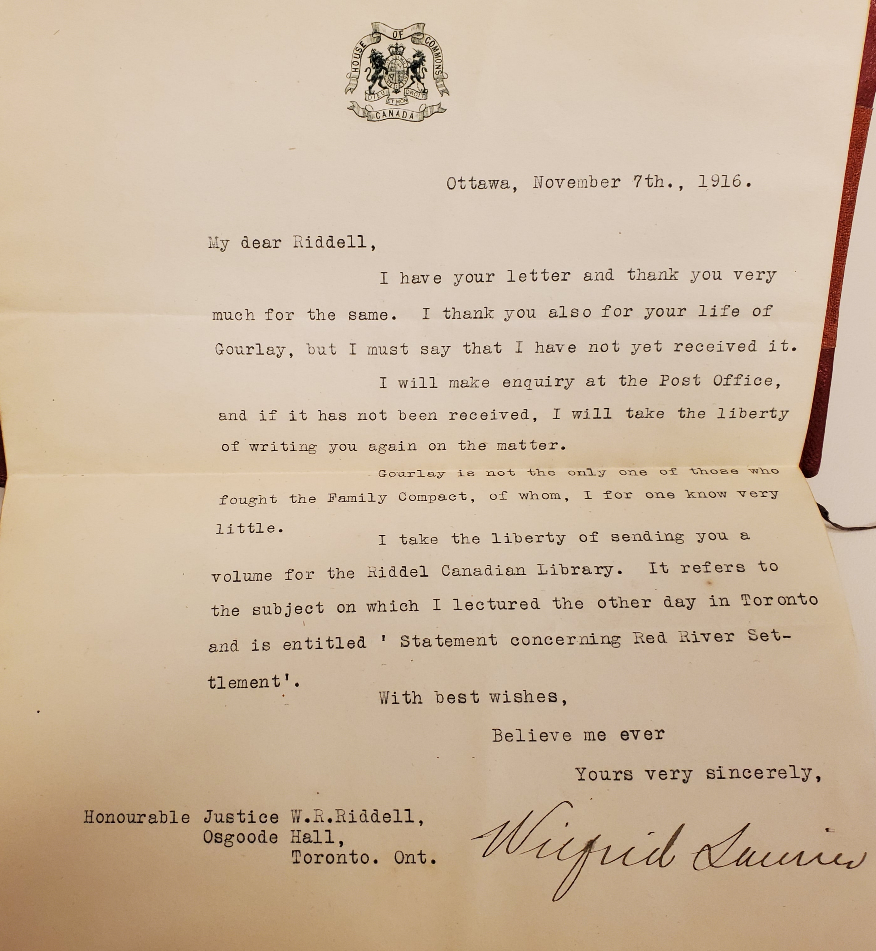 Wilfrid Letter