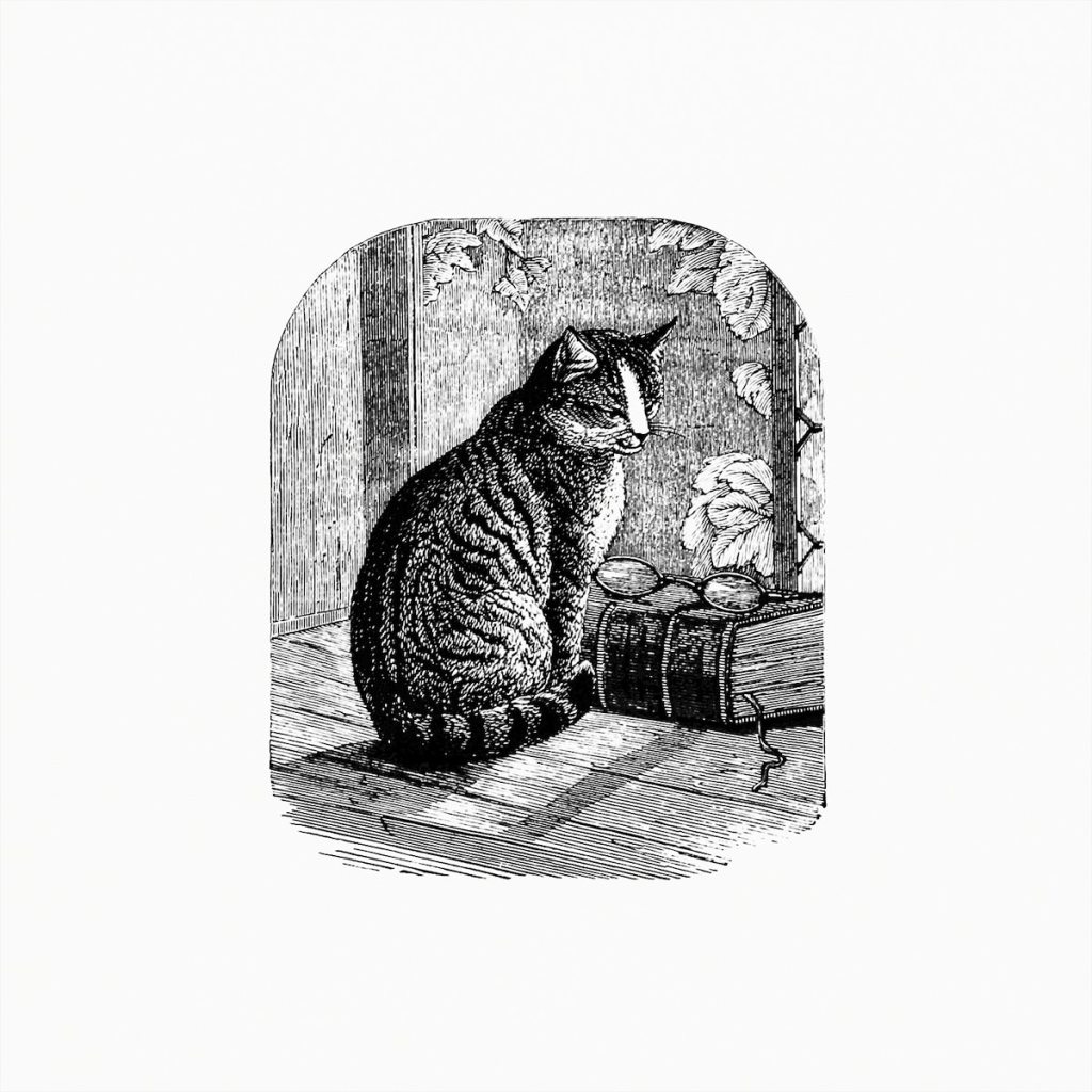 Pet cat vintage drawing" by The British Library is marked with CC0 1.0