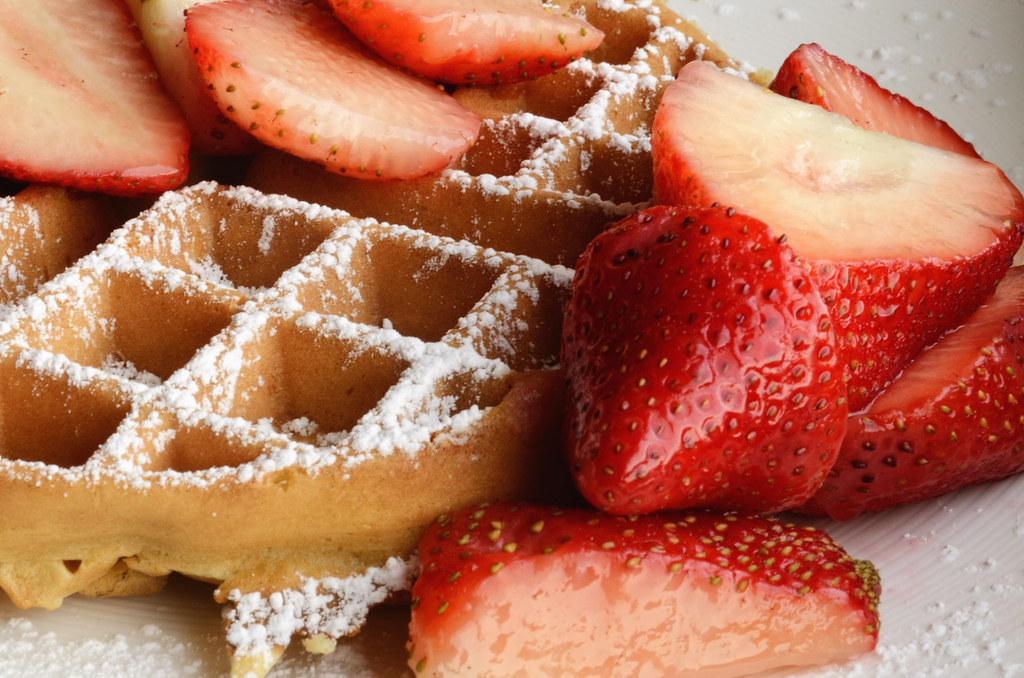 Waffles with strawberries